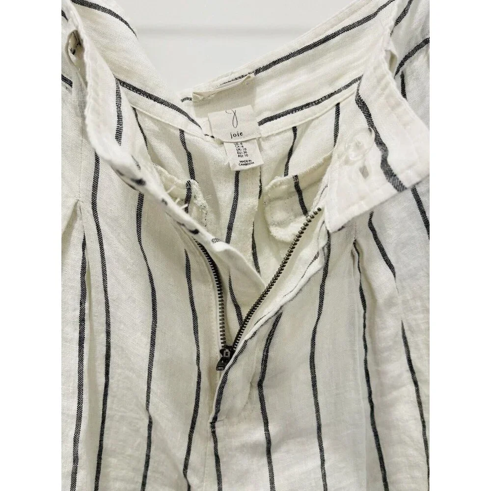 JOIE 100% Linen Striped Loose Wide Leg Pants Pockets Lightweight Breathable Sz 6 - Picture 5 of 7